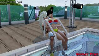 ナルトヘンタイ3Pがプールサイドで懇願