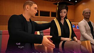 Op kantoor, de milf heeft seks met trilspel