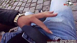 Publiczny numer z biuściastą niemiecką milf w POV na zewnątrz