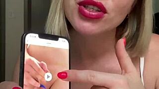 Blondins tighta fitta blir våt när hon betygsätter den där bögjävelns kuk