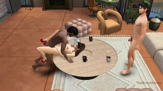 Suami nonton pria hitam hantam istrinya doggystyle di depannya