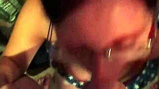 busty wife gives a sloppy blowjob to her mature lover