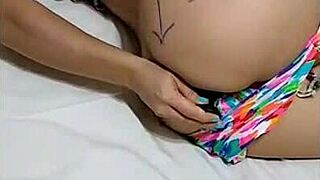 Intense double penetration with vibrator masturbation