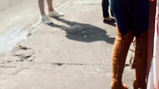 Tempting Asses Tease Outdoors!