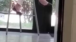 Mature Woman Engages In Shoe Play Activity