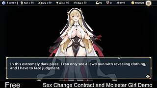 Sex change contract in anime game with m girl