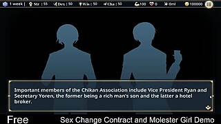 Sex change contract in anime game with m girl