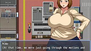 Does the lonely old man grab the milf neighbor's big ass in this hentai game?