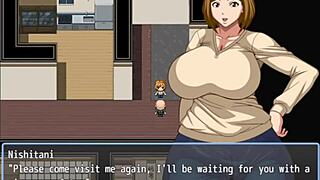 Does the lonely old man grab the milf neighbor's big ass in this hentai game?