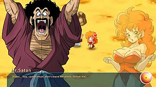 Mr. Satan watches Miss Piiza get gangbanged at Cell Games