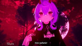 vampire queen in hentai cartoon seduces and dominates hunter into pet with femdom