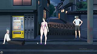 shameless milf shows off big tits and ass in hentai