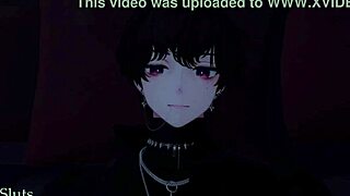 vampire queen in hentai cartoon seduces and dominates hunter into pet with femdom