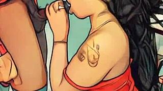 Ebony Mommy Sucks Stepbro's Monster Cock in Hentai, Swallows Cum in Mouth Facial