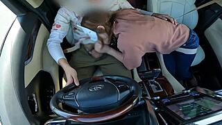 Married milf serves with wild moves in car