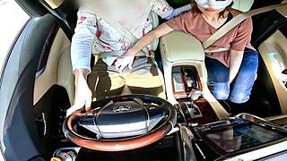 Married milf serves with wild moves in car