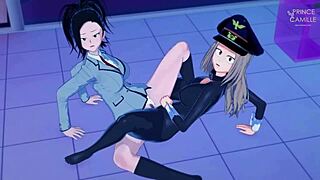 I watch yao momo and camie utsushimi in heroin costumes from my hero academia hentai anime