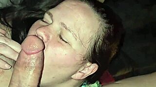 milf sucking cock while playing with her tits deep throat