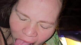 milf sucking cock while playing with her tits deep throat