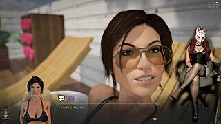 croft adventures ep 18, bikini milf teases outdoors in anime