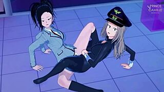 I watch yao momo and camie utsushimi in heroin costumes from my hero academia hentai anime