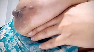 hungover latina babe plays with huge tits after party 😍