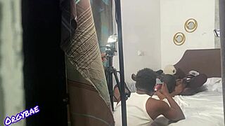 Check out the wet pussy action behind the scenes of this porn shoot