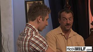 busty blonde milf gets two hot loads on her face