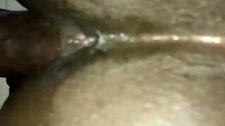 Ebony lover cums from big cock.