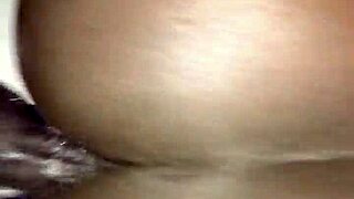 Ebony lover cums from big cock.