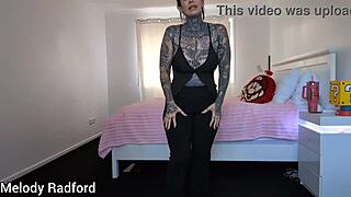 Curvy milf tries on outfits in bedroom