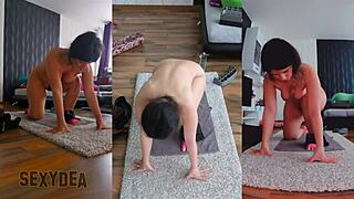 watch me stretch naked... triple cam yoga! 🧘‍♀️