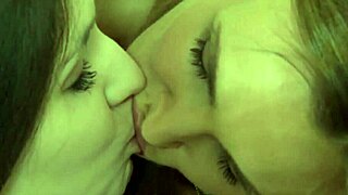 mature brunette lesbian explores teen's shaved pussy deeply