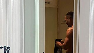 Neighbor Tricks Milf into Shower for Handjob and Interracial Sex