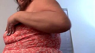 Naughty BBW housewife strips naked for voyeur husband in steamy tease