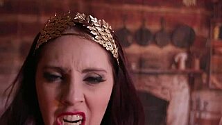 Mylfex evil queen dominates whore princess in wild group action