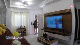 I stepped out of the shower, my big tits wet, to greet the delivery boy in my nightgown.