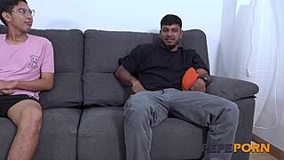 one cougar teaching two latin rookies how to bang hard.