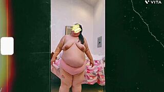 Old cougar with saggy tits dancin’ topless on cam, so hot! 🔥