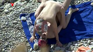 Beach Voyeur Catches Juicy Ass White Girl Fucked Hard and Creampied