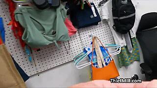 Mall cop forces slutty blonde suspect to squirt over office desk