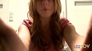 Petite lesbian teen meets friend for first licking session