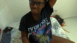 Horny woman sucks neighbor's stepson big cock in bedroom