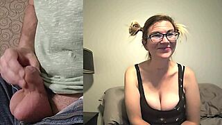 she's watching me stroke my huge cock