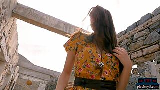 Natural Brunette Milf Babe Willa Prescott Performs Outdoor Striptease In Lingerie