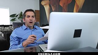 Neighbor freeuses hot stepmom and stepdaughter during paperwork?