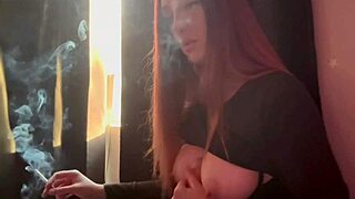 italian long hair artemisia love dildo handjob smoking cigarette