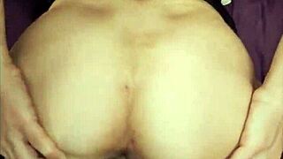 my mature wife's ass in stockings trembles durin anal fuckin.