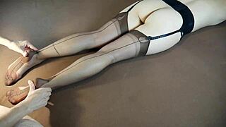 A sensual foot massage for a hot milf in stockings
