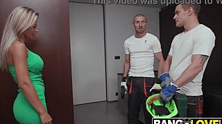 Horny thick blonde teacher with big tits fucks her student in amateur reality blowjob session